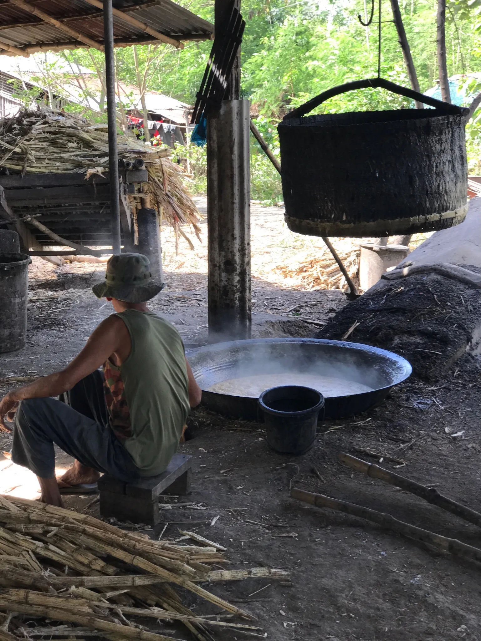 Local making molasses with sugarcane in Gerona Tarlac Philippines